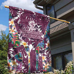 Manly Warringah Sea Eagles Garden Flag Tropical Hibiscus Floral Pattern With Maroon And White Accents