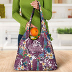 Manly Warringah Sea Eagles Grocery Bag Tropical Hibiscus Floral Pattern With Maroon And White Accents
