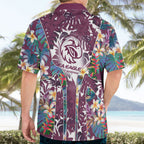 Manly Warringah Sea Eagles Hawaiian Shirt Tropical Hibiscus Floral Pattern With Maroon And White Accents
