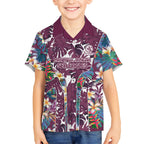 Manly Warringah Sea Eagles Hawaiian Shirt Tropical Hibiscus Floral Pattern With Maroon And White Accents