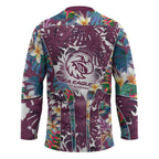 Manly Warringah Sea Eagles Hockey Jersey Tropical Hibiscus Floral Pattern With Maroon And White Accents