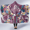 Manly Warringah Sea Eagles Hooded Blanket Tropical Hibiscus Floral Pattern With Maroon And White Accents
