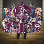 Manly Warringah Sea Eagles Hooded Blanket Tropical Hibiscus Floral Pattern With Maroon And White Accents