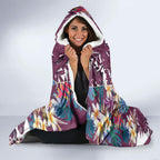 Manly Warringah Sea Eagles Hooded Blanket Tropical Hibiscus Floral Pattern With Maroon And White Accents