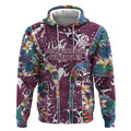 Manly Warringah Sea Eagles Hoodie Tropical Hibiscus Floral Pattern With Maroon And White Accents