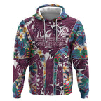 Manly Warringah Sea Eagles Hoodie Tropical Hibiscus Floral Pattern With Maroon And White Accents