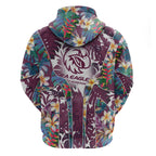 Manly Warringah Sea Eagles Hoodie Tropical Hibiscus Floral Pattern With Maroon And White Accents