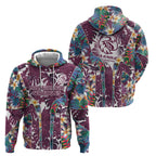 Manly Warringah Sea Eagles Hoodie Tropical Hibiscus Floral Pattern With Maroon And White Accents