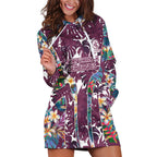Manly Warringah Sea Eagles Hoodie Dress Tropical Hibiscus Floral Pattern With Maroon And White Accents