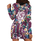 Manly Warringah Sea Eagles Hoodie Dress Tropical Hibiscus Floral Pattern With Maroon And White Accents