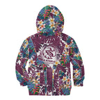 Manly Warringah Sea Eagles Kid Hoodie Tropical Hibiscus Floral Pattern With Maroon And White Accents
