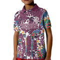 Manly Warringah Sea Eagles Kid Polo Shirt Tropical Hibiscus Floral Pattern With Maroon And White Accents