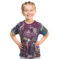 Manly Warringah Sea Eagles Kid T Shirt Tropical Hibiscus Floral Pattern With Maroon And White Accents