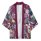 Manly Warringah Sea Eagles Kimono Tropical Hibiscus Floral Pattern With Maroon And White Accents
