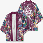 Manly Warringah Sea Eagles Kimono Tropical Hibiscus Floral Pattern With Maroon And White Accents