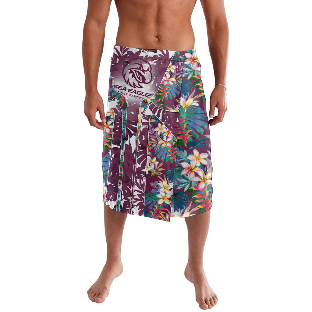Manly Warringah Sea Eagles Lavalava Tropical Hibiscus Floral Pattern With Maroon And White Accents