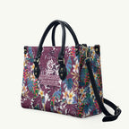 Manly Warringah Sea Eagles Leather Bag Tropical Hibiscus Floral Pattern With Maroon And White Accents