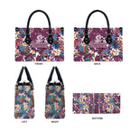 Manly Warringah Sea Eagles Leather Bag Tropical Hibiscus Floral Pattern With Maroon And White Accents