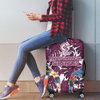 Manly Warringah Sea Eagles Luggage Cover Tropical Hibiscus Floral Pattern With Maroon And White Accents