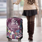 Manly Warringah Sea Eagles Luggage Cover Tropical Hibiscus Floral Pattern With Maroon And White Accents