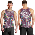 Manly Warringah Sea Eagles Men Tank Top Tropical Hibiscus Floral Pattern With Maroon And White Accents
