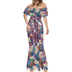 Manly Warringah Sea Eagles Mermaid Dress Tropical Hibiscus Floral Pattern With Maroon And White Accents