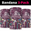 Manly Warringah Sea Eagles Neck Gaiter Tropical Hibiscus Floral Pattern With Maroon And White Accents