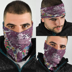Manly Warringah Sea Eagles Neck Gaiter Tropical Hibiscus Floral Pattern With Maroon And White Accents