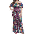 Manly Warringah Sea Eagles Off Shoulder Maxi Dress Tropical Hibiscus Floral Pattern With Maroon And White Accents