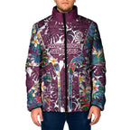 Manly Warringah Sea Eagles Padded Jacket Tropical Hibiscus Floral Pattern With Maroon And White Accents
