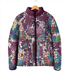 Manly Warringah Sea Eagles Padded Jacket Tropical Hibiscus Floral Pattern With Maroon And White Accents