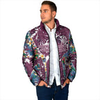 Manly Warringah Sea Eagles Padded Jacket Tropical Hibiscus Floral Pattern With Maroon And White Accents