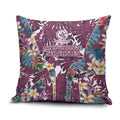 Manly Warringah Sea Eagles Pillow Cover Tropical Hibiscus Floral Pattern With Maroon And White Accents