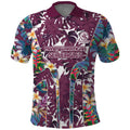 Manly Warringah Sea Eagles Polo Shirt Tropical Hibiscus Floral Pattern With Maroon And White Accents