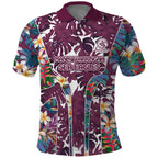 Manly Warringah Sea Eagles Polo Shirt Tropical Hibiscus Floral Pattern With Maroon And White Accents