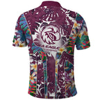 Manly Warringah Sea Eagles Polo Shirt Tropical Hibiscus Floral Pattern With Maroon And White Accents