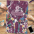 Manly Warringah Sea Eagles Puzzle Tropical Hibiscus Floral Pattern With Maroon And White Accents