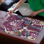 Manly Warringah Sea Eagles Puzzle Tropical Hibiscus Floral Pattern With Maroon And White Accents