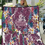 Manly Warringah Sea Eagles Quilt Tropical Hibiscus Floral Pattern With Maroon And White Accents