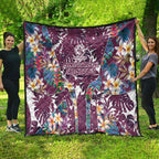Manly Warringah Sea Eagles Quilt Tropical Hibiscus Floral Pattern With Maroon And White Accents