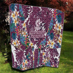 Manly Warringah Sea Eagles Quilt Tropical Hibiscus Floral Pattern With Maroon And White Accents