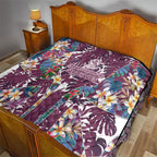 Manly Warringah Sea Eagles Quilt Tropical Hibiscus Floral Pattern With Maroon And White Accents