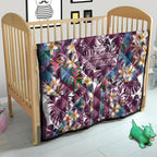 Manly Warringah Sea Eagles Quilt Tropical Hibiscus Floral Pattern With Maroon And White Accents