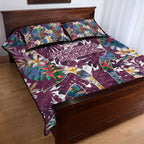 Manly Warringah Sea Eagles Quilt Bed Set Tropical Hibiscus Floral Pattern With Maroon And White Accents