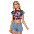 Manly Warringah Sea Eagles Raglan Cropped T Shirt Tropical Hibiscus Floral Pattern With Maroon And White Accents