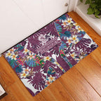 Manly Warringah Sea Eagles Rubber Doormat Tropical Hibiscus Floral Pattern With Maroon And White Accents