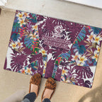 Manly Warringah Sea Eagles Rubber Doormat Tropical Hibiscus Floral Pattern With Maroon And White Accents