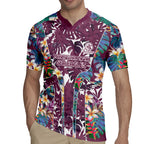 Manly Warringah Sea Eagles Rugby Jersey Tropical Hibiscus Floral Pattern With Maroon And White Accents
