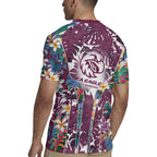 Manly Warringah Sea Eagles Rugby Jersey Tropical Hibiscus Floral Pattern With Maroon And White Accents