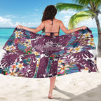 Manly Warringah Sea Eagles Sarong Tropical Hibiscus Floral Pattern With Maroon And White Accents
